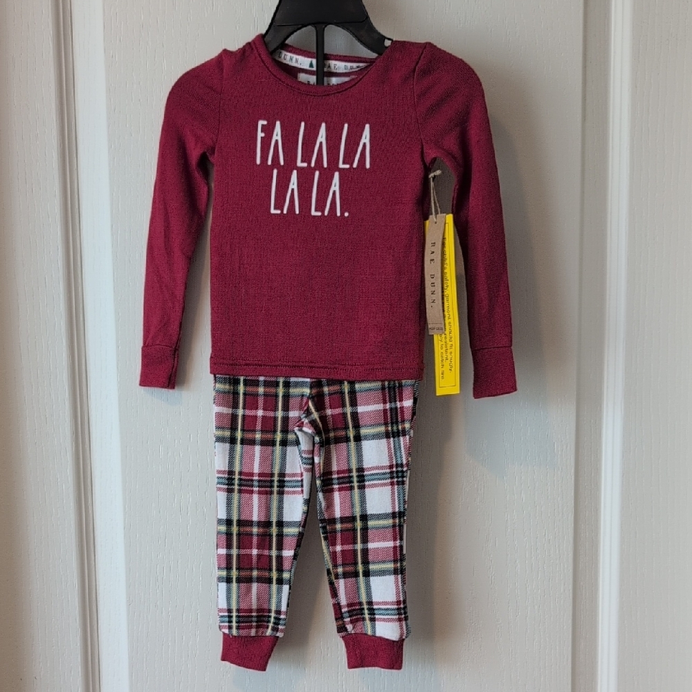 Rae Dunn Red and White Pajama Set Festive Comfort Fa La La La La Christmas
